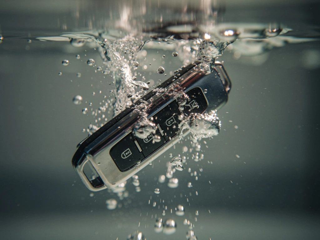 Clé de voiture tombée dans l'eau, télécommande immergée sous la surface